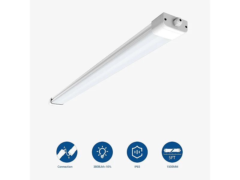 Anten Neon LED 150CM,45W 4950lm Neutralweiß 6000K LED-Röhre, LED-Lichtleiste,IP65 wasserdichte Deckenleuchte für Werkstatt, Keller, Büro, Hobby