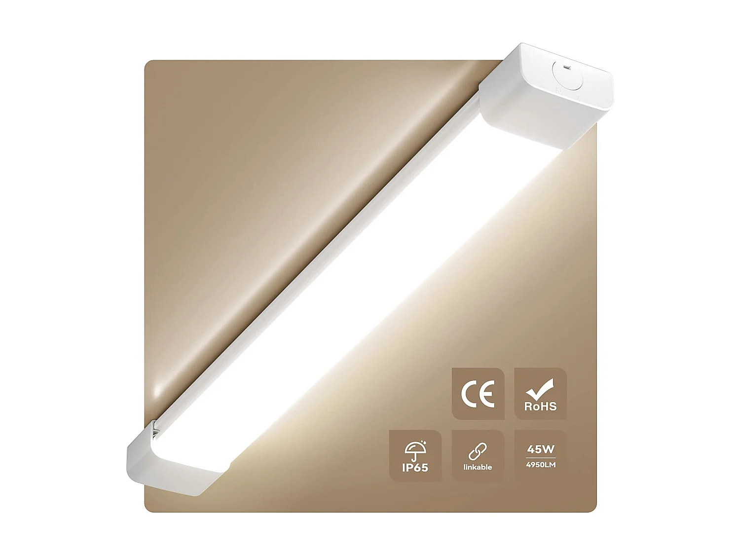 Anten Neon LED 150 cm | 45 W 4950 lm anschließbare LED-Röhre | Naturweiß (4000 K) IP65 LED-Lichtleiste für Garage, Werkstatt, Keller, Badezimmer, Büro, Parkplatz