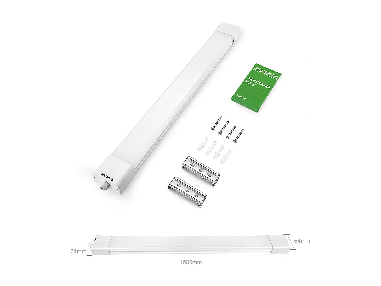 Anten  Réglette LED IP65 Imperméable 150CM 4950 lm 45W  Blanc Froid 4000K Tube LED, Luminaire Plafonnier,Atelier/Sous Sol/Bureau/Hobby/Grange
