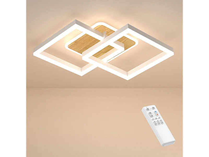 MODLICHT 40W LED Deckenleuchte Wohnzimmer Dimmbar, Deckenbeleuchtung Warm- bis Kaltweiß 3000K-6500K, 3600LM Schlafzimmer, Esszimmer, Walnussfarbe