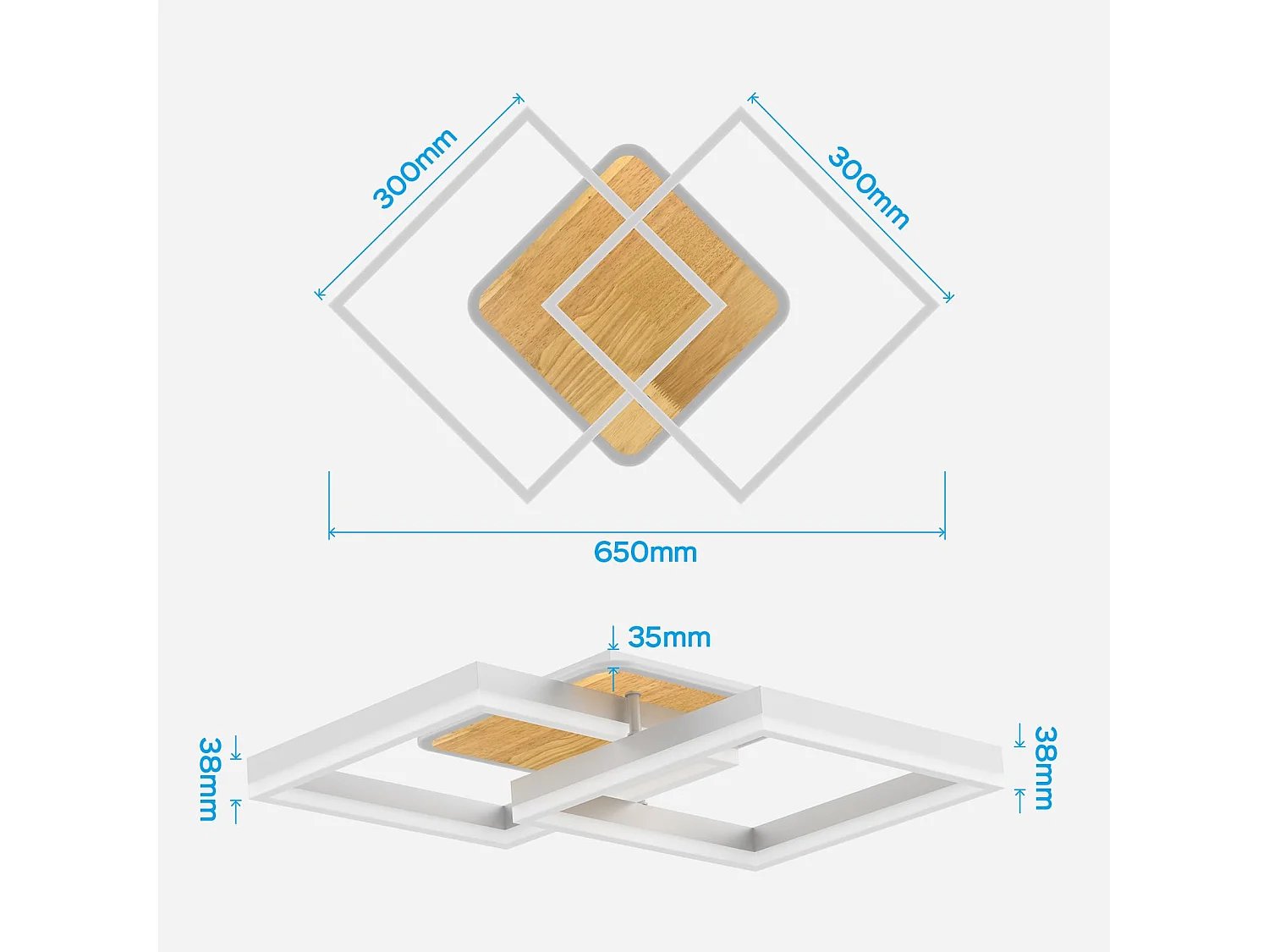 MODLICHT 40W LED Deckenleuchte Wohnzimmer Dimmbar, Deckenbeleuchtung Warm- bis Kaltweiß 3000K-6500K, 3600LM Schlafzimmer, Esszimmer, Walnussfarbe