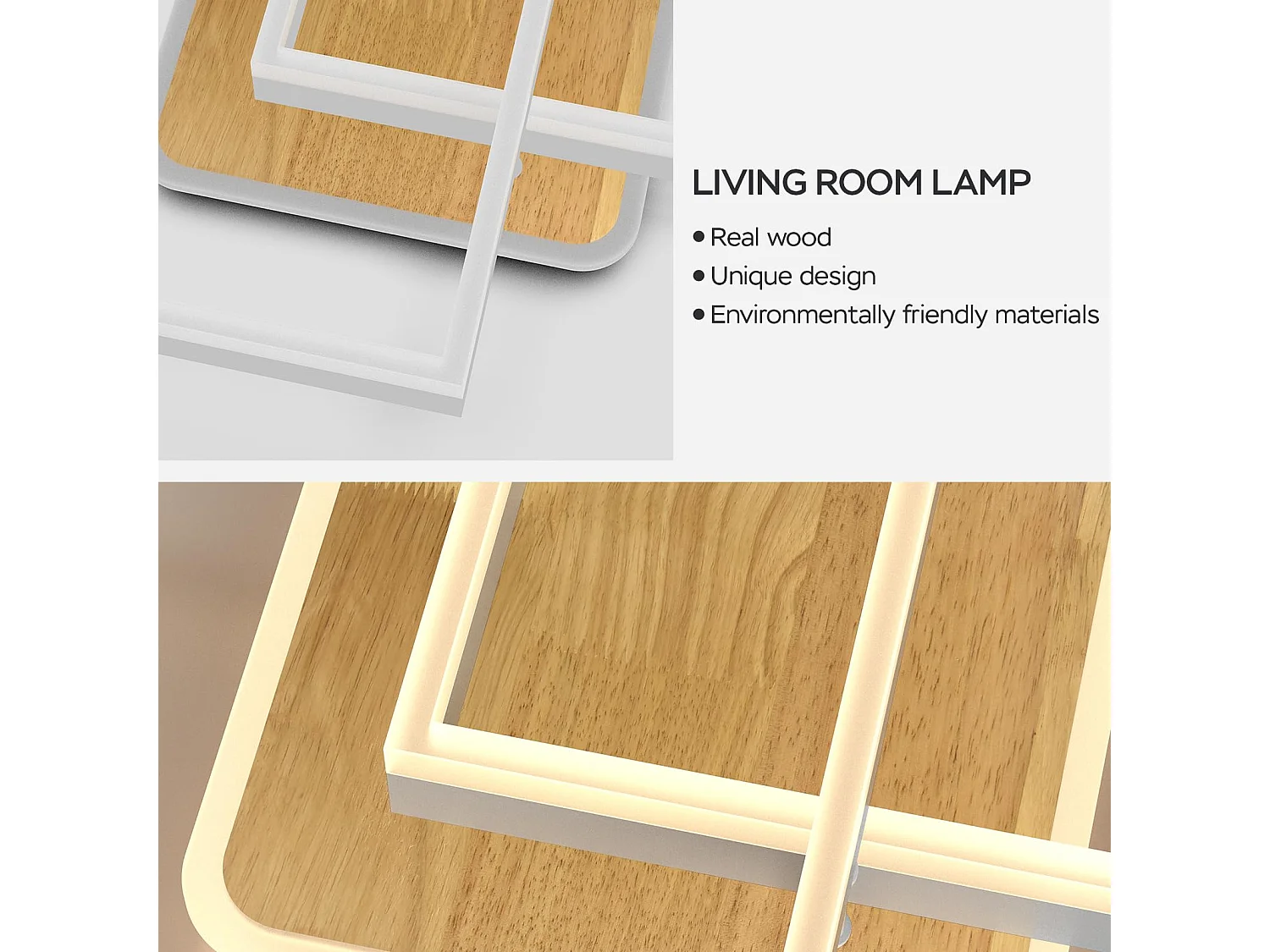 MODLICHT 40W LED Deckenleuchte Wohnzimmer Dimmbar, Deckenbeleuchtung Warm- bis Kaltweiß 3000K-6500K, 3600LM Schlafzimmer, Esszimmer, Walnussfarbe