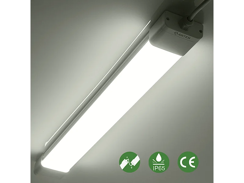 Anten Neon LED 60CM,18W,1980lm Kaltweiß 6000K LED-Röhre, LED-Streifen, IP65 wasserdichte Deckenleuchte für Werkstatt/[Energieklasse E]