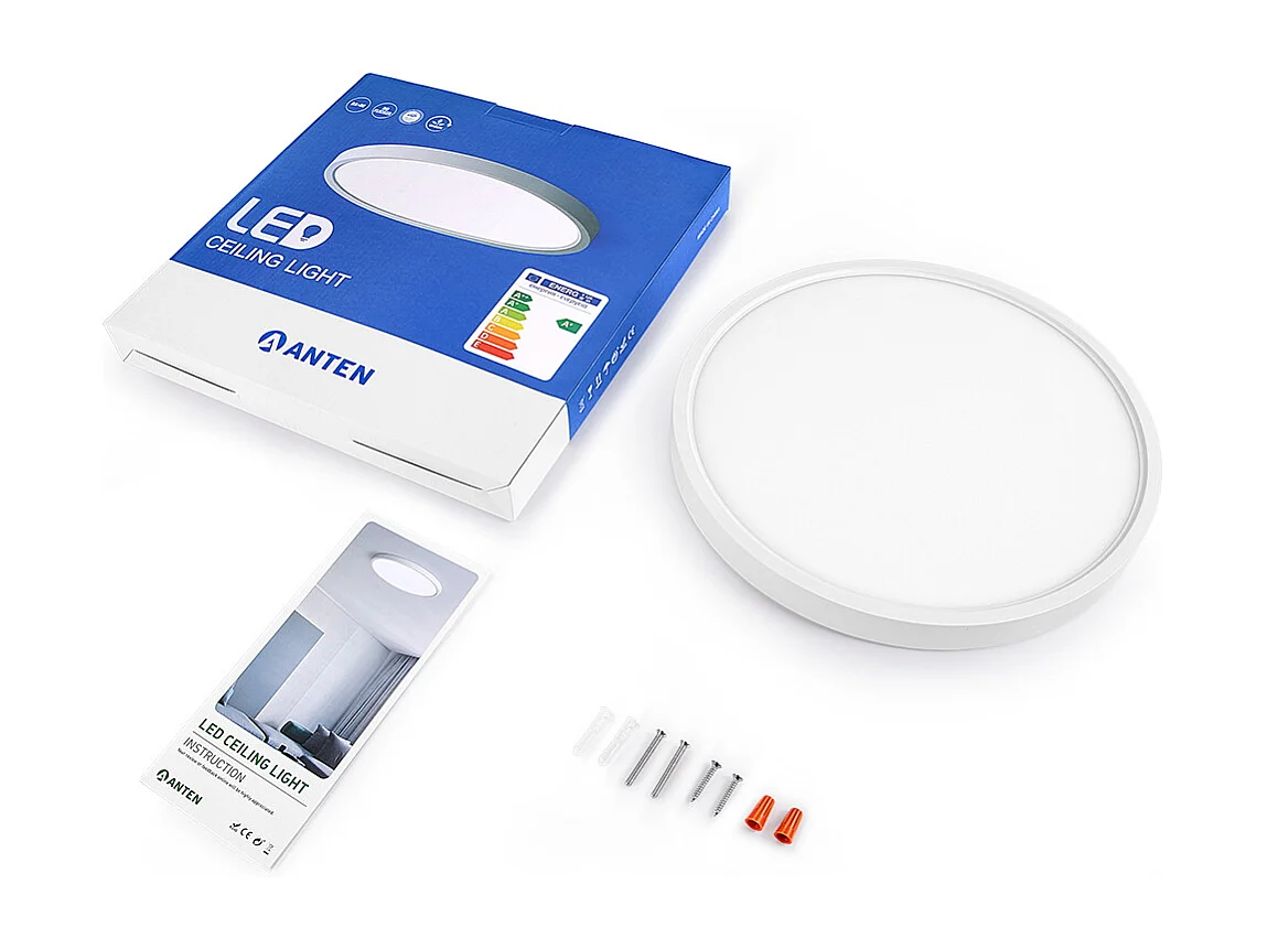 Plafonnier LED Anten 24W,Plafonnier LED 4000K,Lampe Plafond UltraMince Rond Pour Cuisine Chambre Salon Salle Manger,Blanc