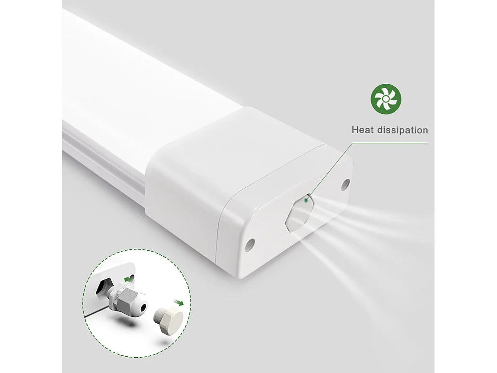 Anten LED-Röhrenstreifen 120 cm, LED-Deckenleuchte fürs Badezimmer, IP65 wasserdichte LED-Leuchtstoffröhrenlampe, ultradünn, 3960 lm, 36 W, 6000 K, Neutralweiß