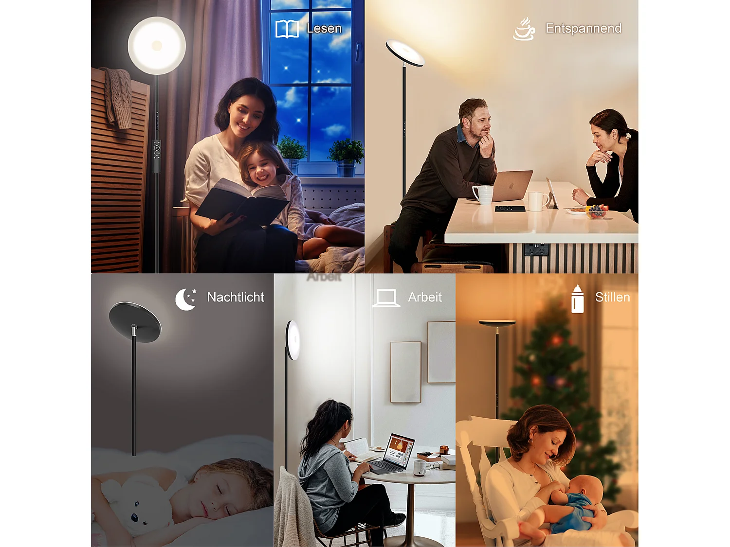 Anten Lampadaire Noir | 30 W à intensité variable avec télécommande | 3 couleurs de lumièr |Luminosité réglable en continu pour salon bureau