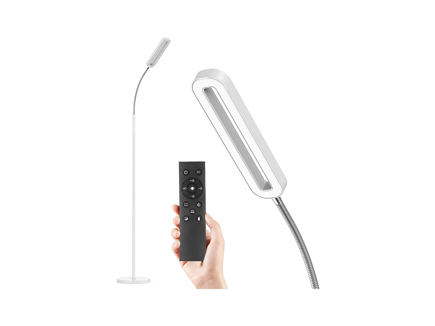 ANTEN Lampadaire sur Pied de Lecture LED Dimmable avec col de Cygne Flexible,12W 550 Lumens,Contrôle Tactile,4 Températures  Couleur,Minuterie1heures