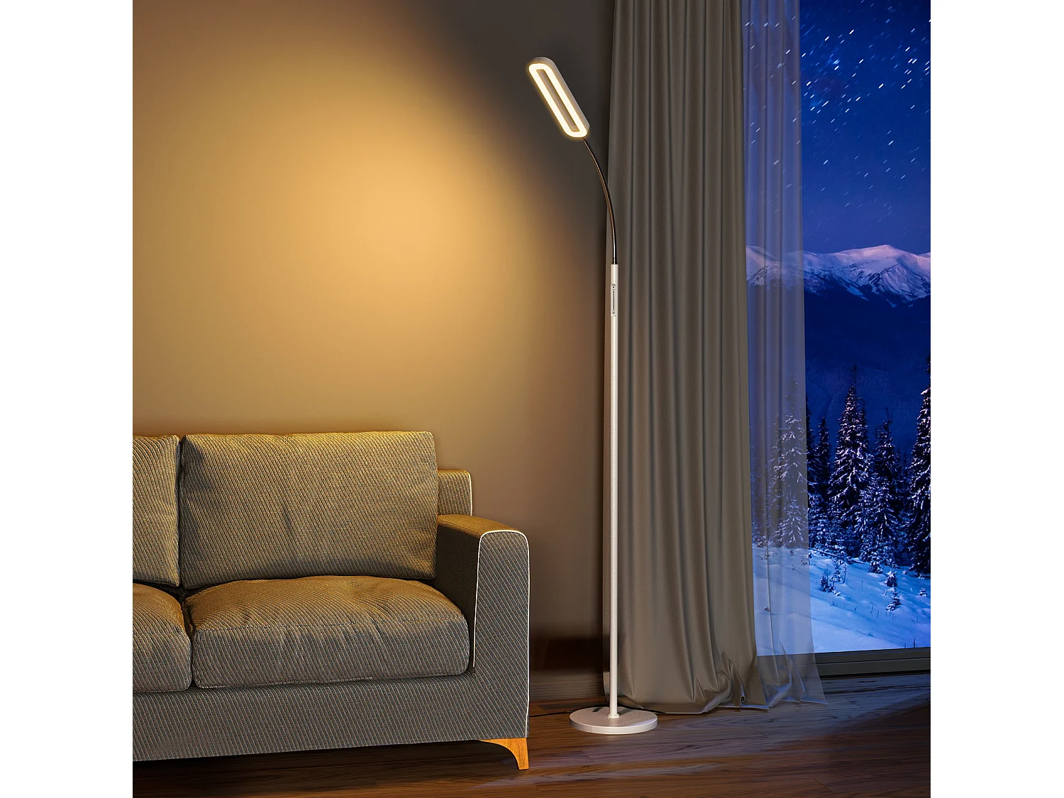 ANTEN LED-Stehleuchte, dimmbares Leselicht mit flexiblem Schwanenhals, 12 W, 550 Lumen, Touch-Steuerung, 4 Farbtemperaturen, 1-Stunden-Timer