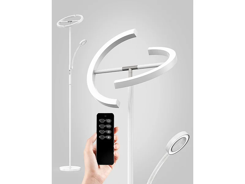 Anten KAKA dimmbare LED-Stehlampe | Weiße 20 W mit 7 W flexibler moderner Leselampe | mit Fernbedienung 2750LM für Wohnzimmer, Schlafzimmer