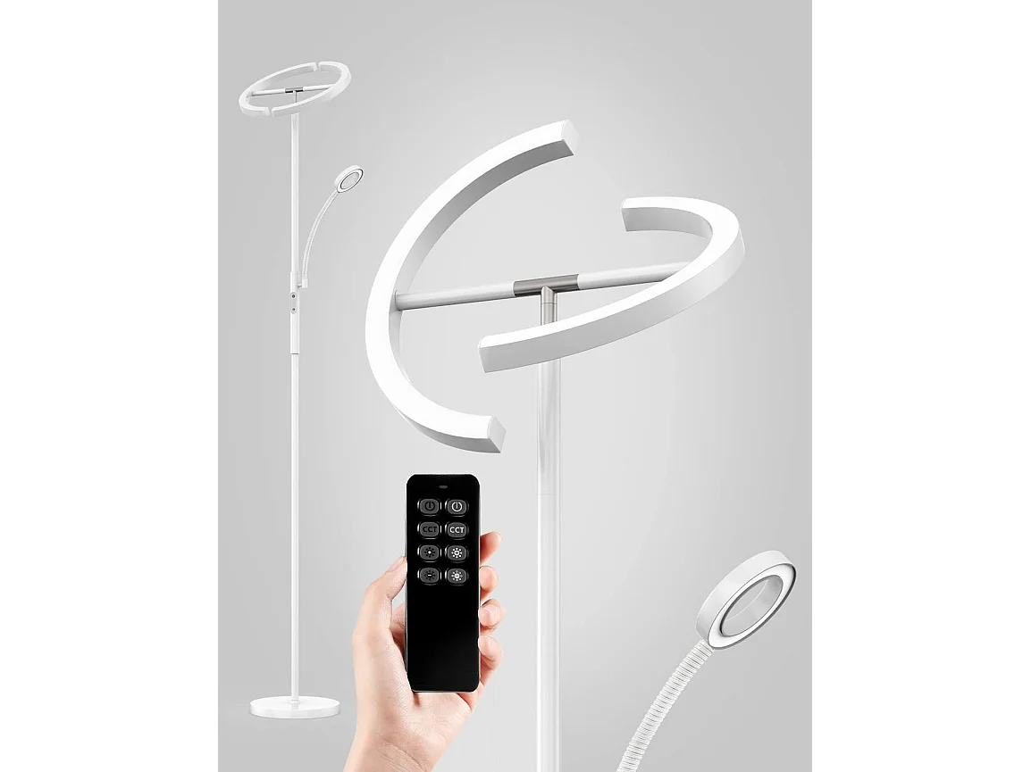 Anten KAKA dimmbare LED-Stehlampe | Weiße 20 W mit 7 W flexibler moderner Leselampe | mit Fernbedienung 2750LM für Wohnzimmer, Schlafzimmer