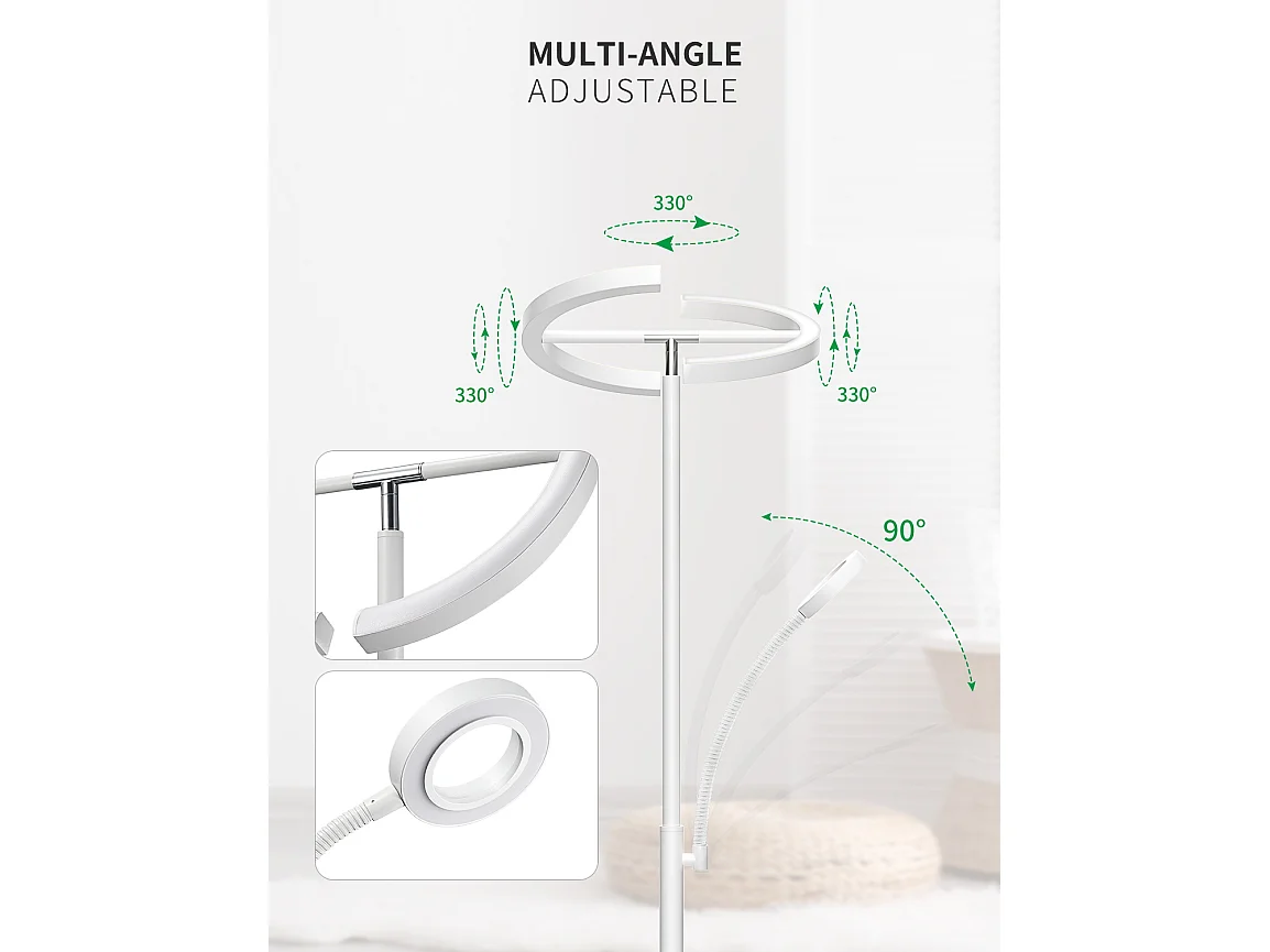 Anten KAKA dimmbare LED-Stehlampe | Weiße 20 W mit 7 W flexibler moderner Leselampe | mit Fernbedienung 2750LM für Wohnzimmer, Schlafzimmer