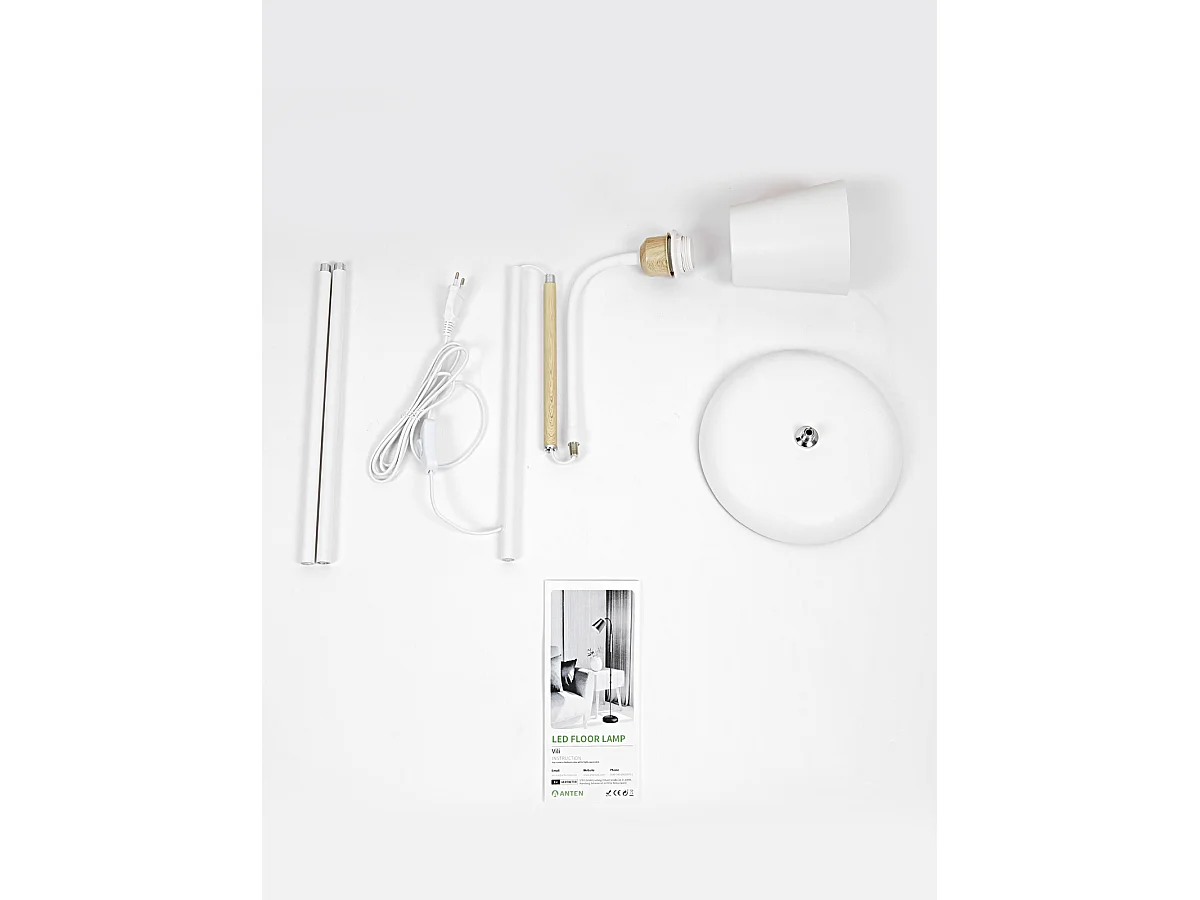 Lampadaire Sur Pied Blanc 360° Anten VILI |Pivotant Douille E27 max60W|Lampe Canapé en métal,hauteur 159cm|pour Salon Canapé Chambre à coucher