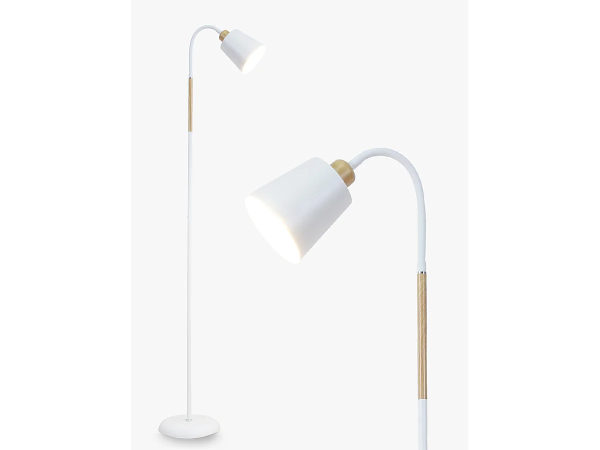 Lampadaire Sur Pied Blanc 360° Anten VILI |Pivotant Douille E27 max60W|Lampe Canapé en métal,hauteur 159cm|pour Salon Canapé Chambre à coucher