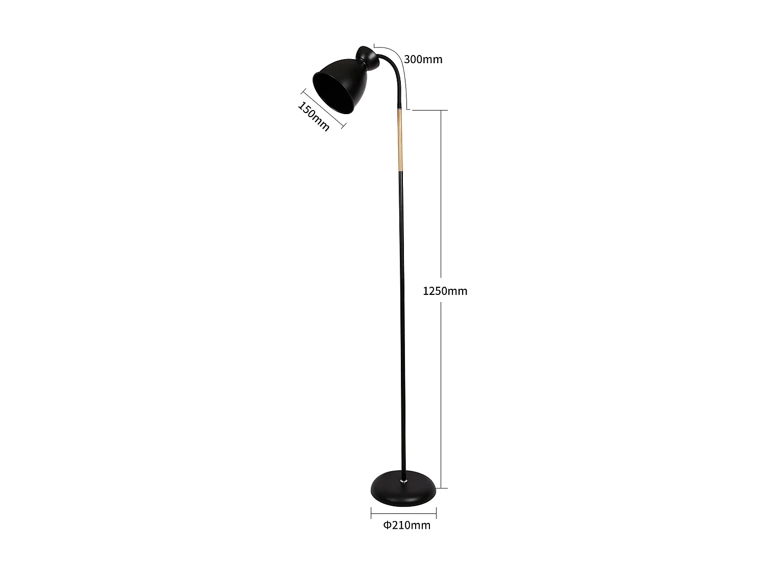 Anten Stehleuchte schwenkbar Schwarz | E27 Fassung MAX 60W | Höhe 159 cm | Stehlampe für Wohnzimmer und Schlafzimmer | Retro-Stehlampe aus Metall | Ohne Glühbirnen