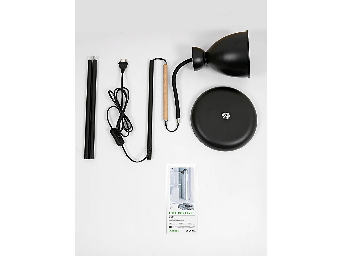 Anten Stehleuchte schwenkbar Schwarz | E27 Fassung MAX 60W | Höhe 159 cm | Stehlampe für Wohnzimmer und Schlafzimmer | Retro-Stehlampe aus Metall | Ohne Glühbirnen