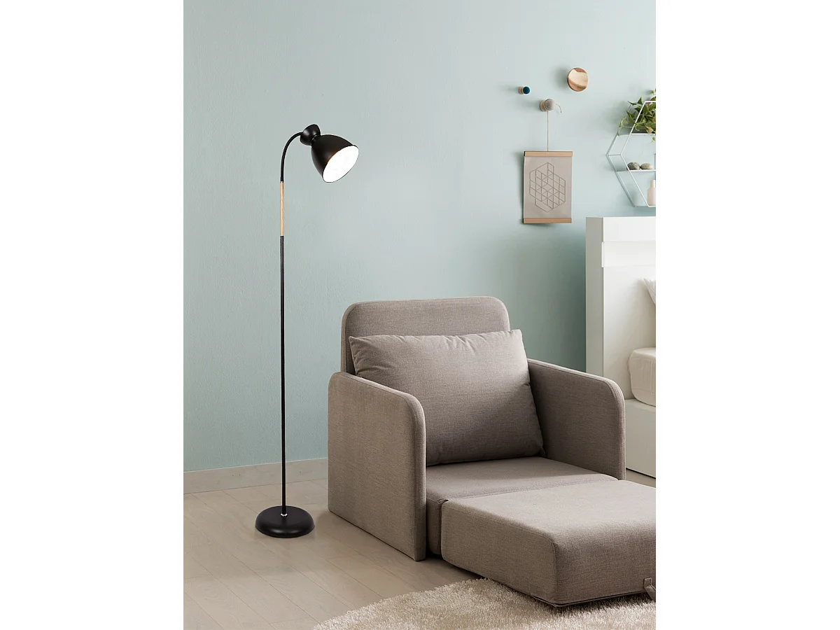 Anten Stehleuchte schwenkbar Schwarz | E27 Fassung MAX 60W | Höhe 159 cm | Stehlampe für Wohnzimmer und Schlafzimmer | Retro-Stehlampe aus Metall | Ohne Glühbirnen