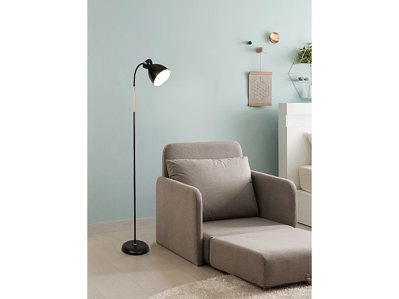 Anten Stehleuchte schwenkbar Schwarz | E27 Fassung MAX 60W | Höhe 159 cm | Stehlampe für Wohnzimmer und Schlafzimmer | Retro-Stehlampe aus Metall | Ohne Glühbirnen