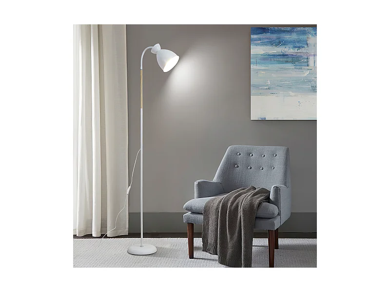 Verstellbare Stehlampe Anten, Weiß | Fassung E27 max. 60 W | 159 cm | Retro-Stehlampe aus Metall für Wohnzimmer, Schlafzimmer, Büro | Ohne Leuchtmittel