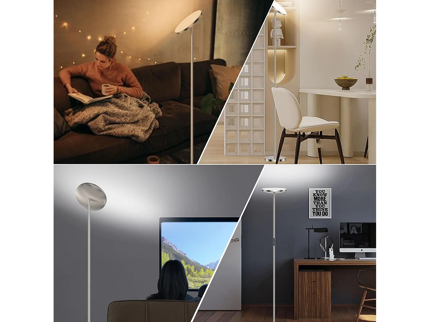 30W LED Stehlampe Dimmbar Nickel,3330lm Stehlampen Wohnzimmer mit Fernbedienung & Touch Control,3000-6000K,1H Timer,für Schlafzimmer Büro