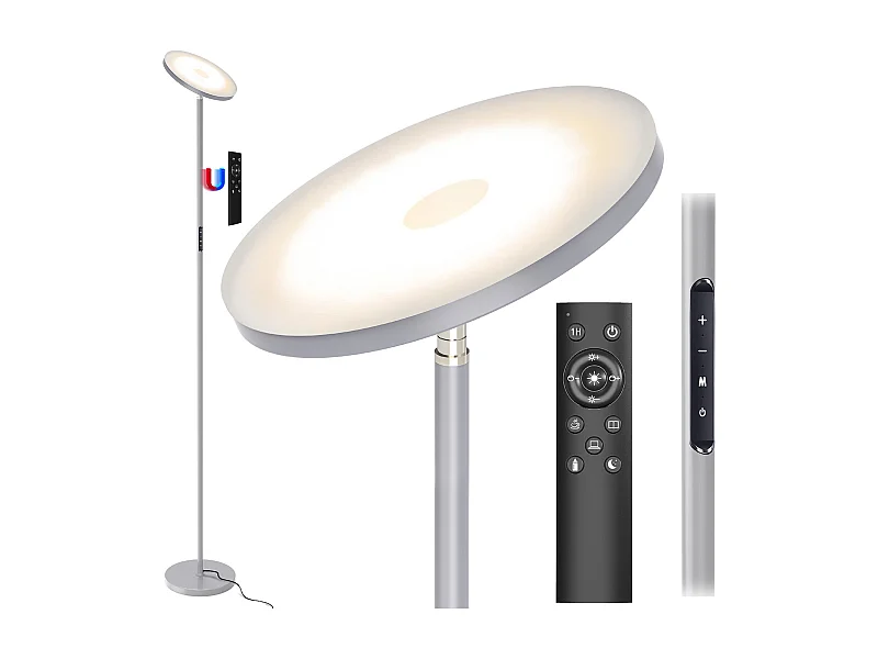 Anten Lampadaire LED, 30W/3300M Lumineux Lampadaire,3000K-6000K Dimmable Lampe sur Pied avec Télécommande et Contrôle Tactile,pour Chambre et Bureau