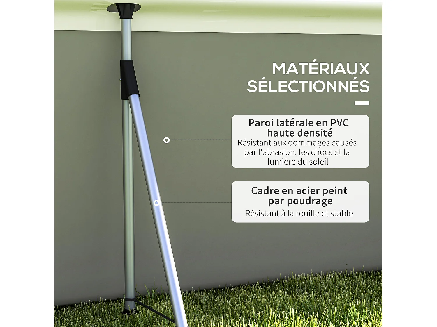 Piscine hors sol rectangulaire 5 pers. dim. 472L x 282l x 80H cm avec accessoires blanc gris