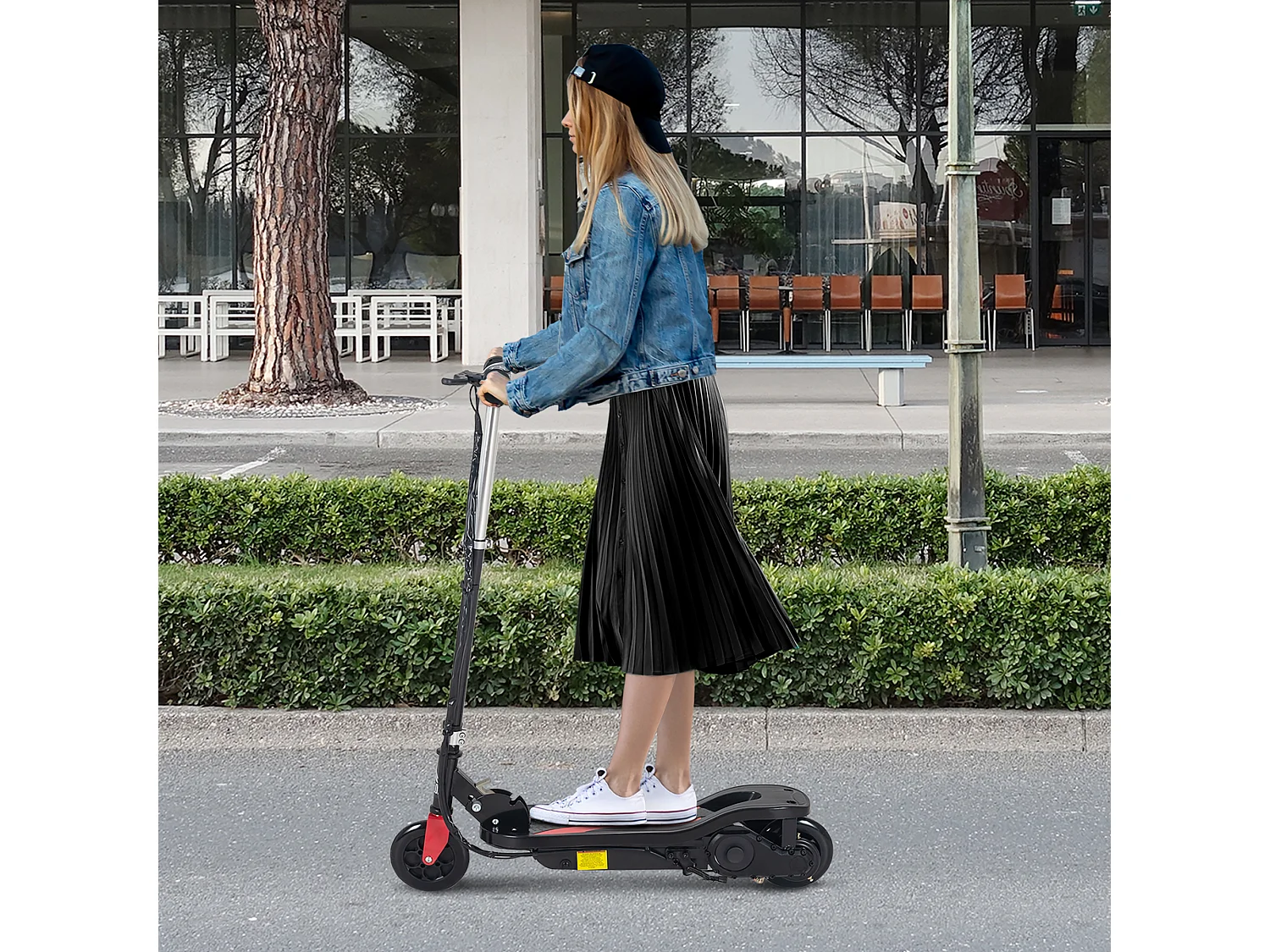 Trottinette électrique pliable enfant 7-14 ans - hauteur réglable - 120W 24V max. 12 Km/h - métal PP rouge noir