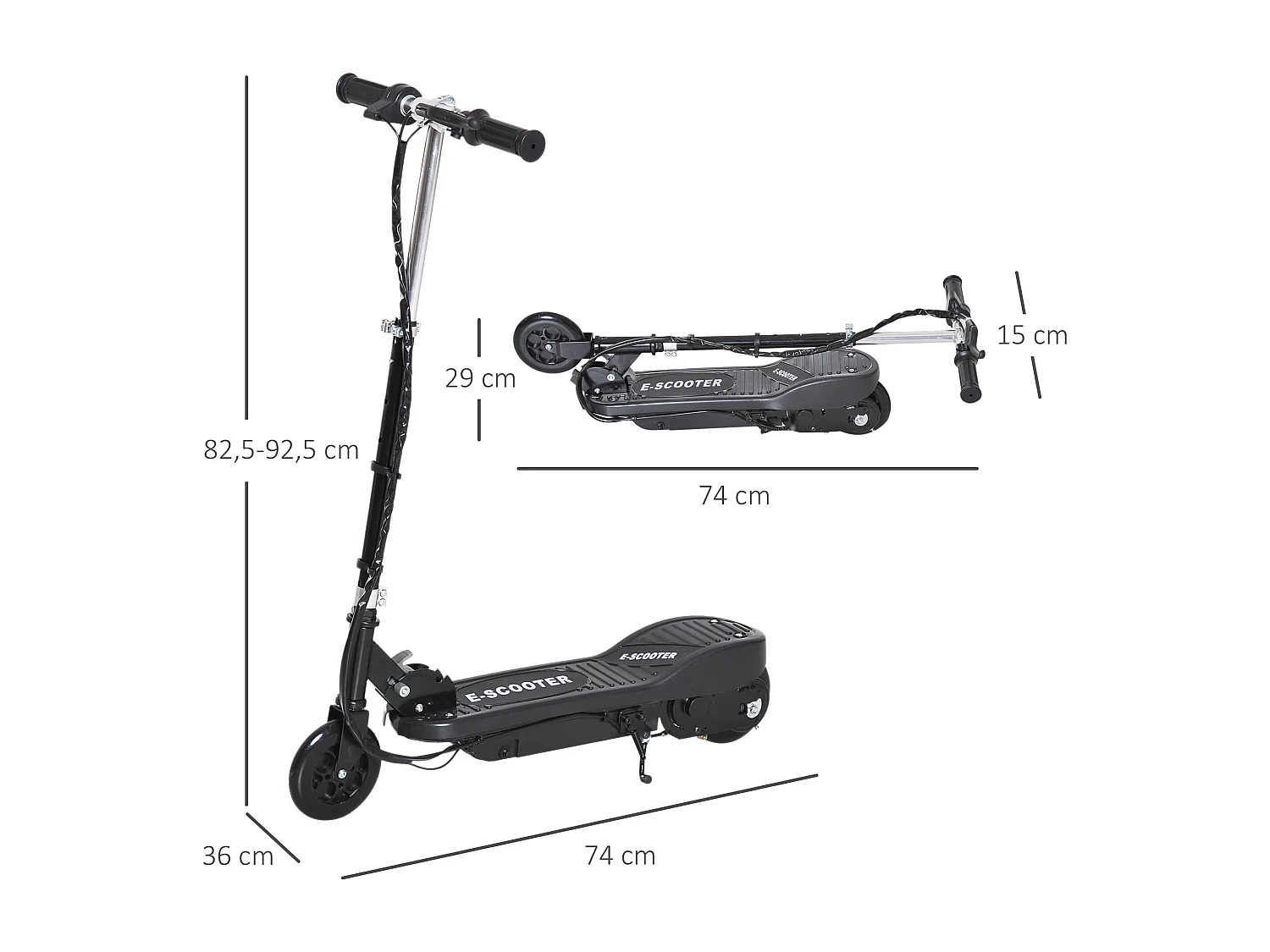 Trottinette électrique pliable enfant 7-14 ans - hauteur réglable - 120W 24V max. 12 Km/h - métal PP noir