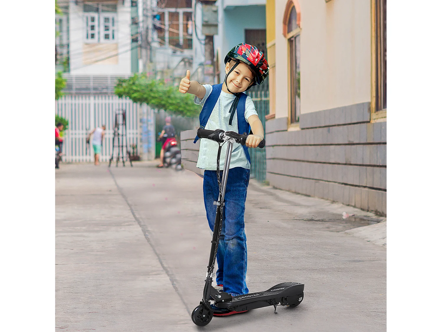 Trottinette électrique pliable enfant 7-14 ans - hauteur réglable - 120W 24V max. 12 Km/h - métal PP noir