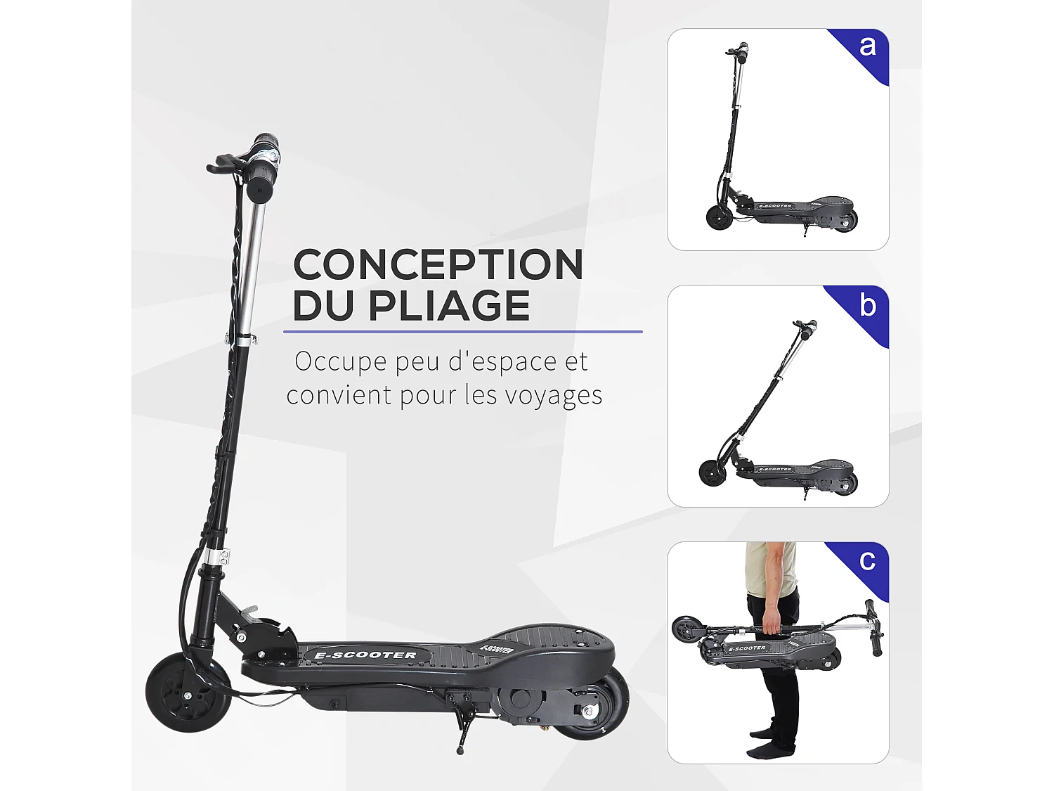 Trottinette électrique pliable enfant 7-14 ans - hauteur réglable - 120W 24V max. 12 Km/h - métal PP noir
