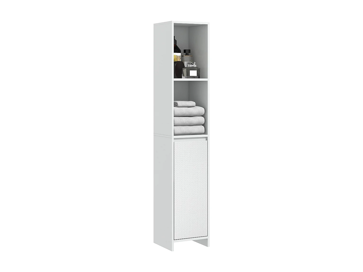 Meuble colonne salle de bain porte 2 étagères dim. 30L x 30l x 160H cm blanc