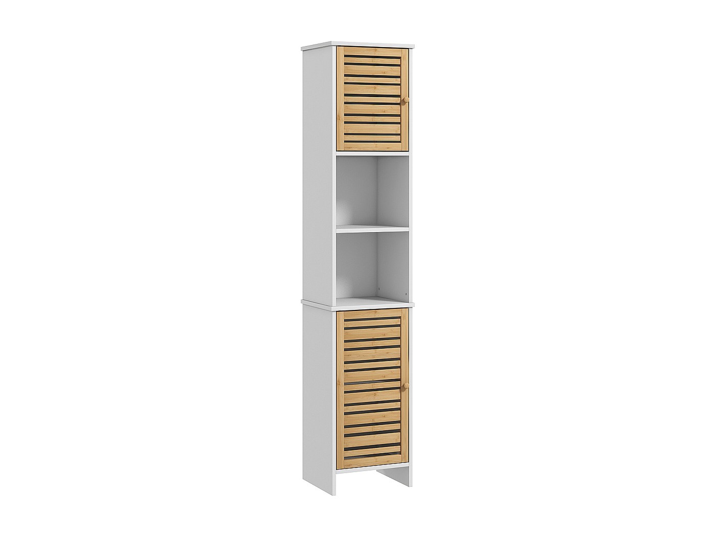Meuble colonne salle de bain style cosy chic - 2 portes, 2 étagères, 2