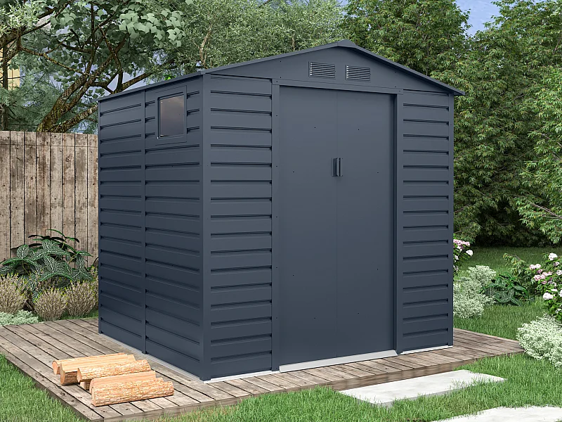 Metalen tuinhuisje van gegalvaniseerd staal - Antraciet - 4,15 m² - ADELMO