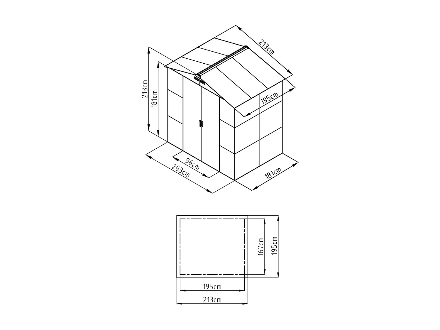 Abri de jardin métal en acier galvanisé - Anthracite - 4,15 m² - ADELMO