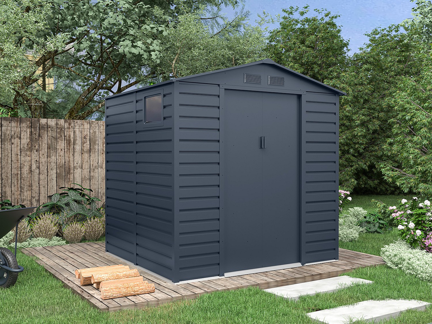 Vente-unique Gartenhaus - Verzinkter Stahl - Anthrazit - 4, 15 M² - Adelmo