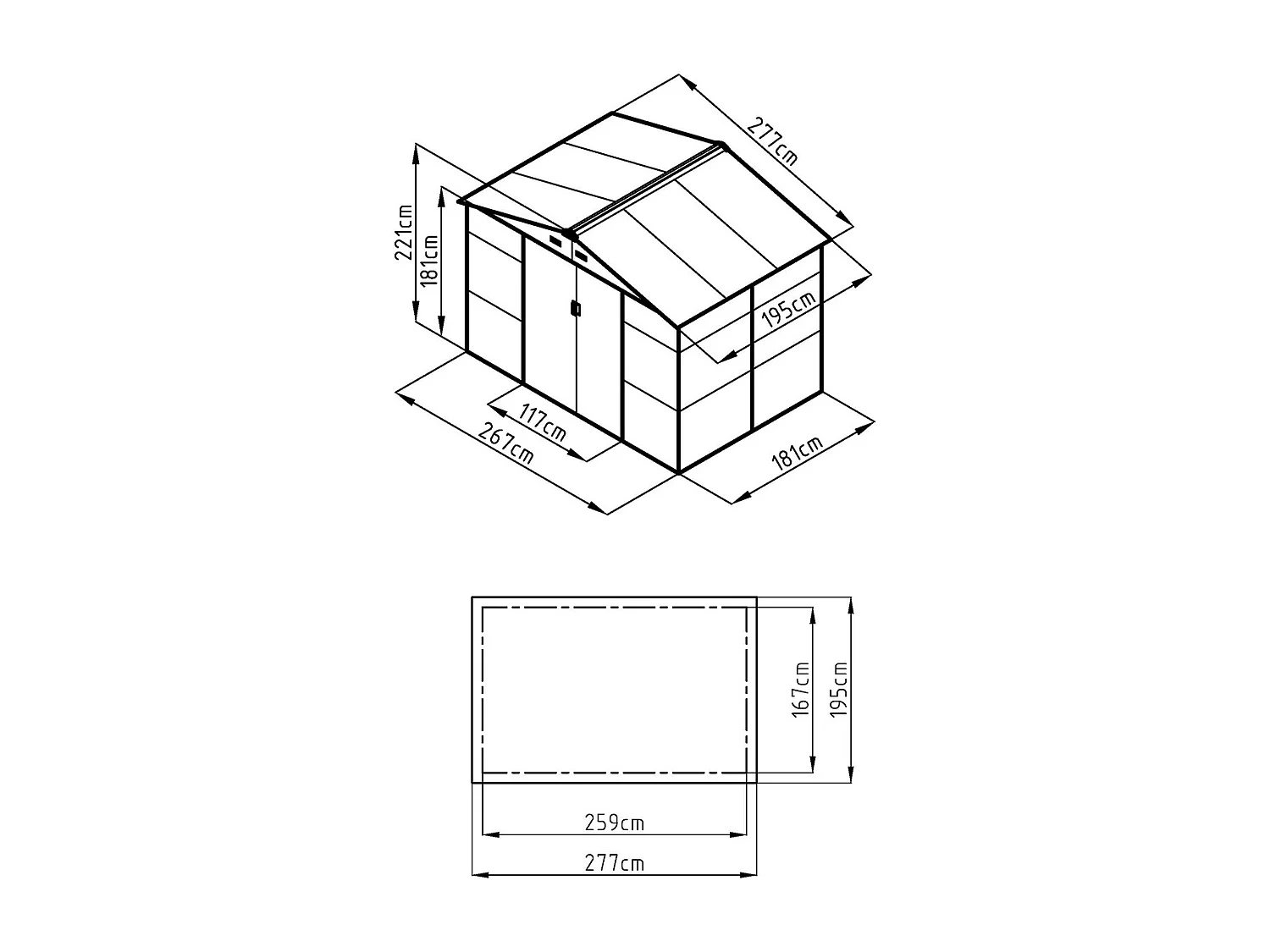 Abri de jardin métal en acier galvanisé - Anthracite - 5,40 m² - ADELMO