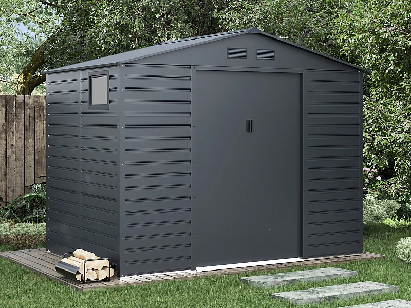 Abri de jardin métal en acier galvanisé - Anthracite - 5,40 m² - ADELMO