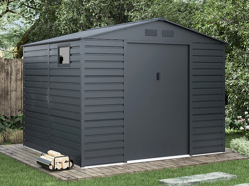 Abri de jardin métal en acier galvanisé - Anthracite - 7,17 m² - ADELMO