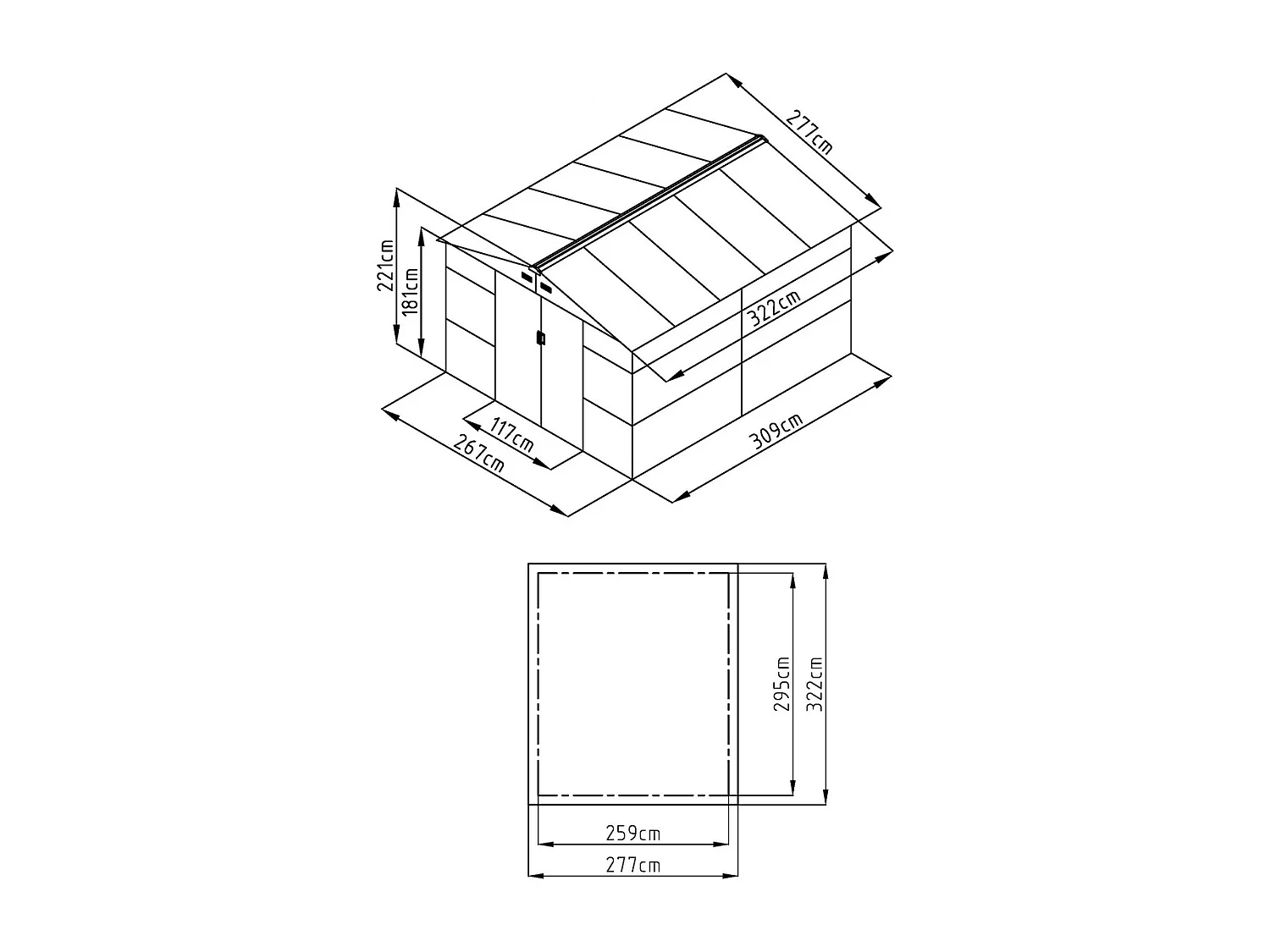 Abri de jardin métal en acier galvanisé - Anthracite - 8,94 m² - ADELMO