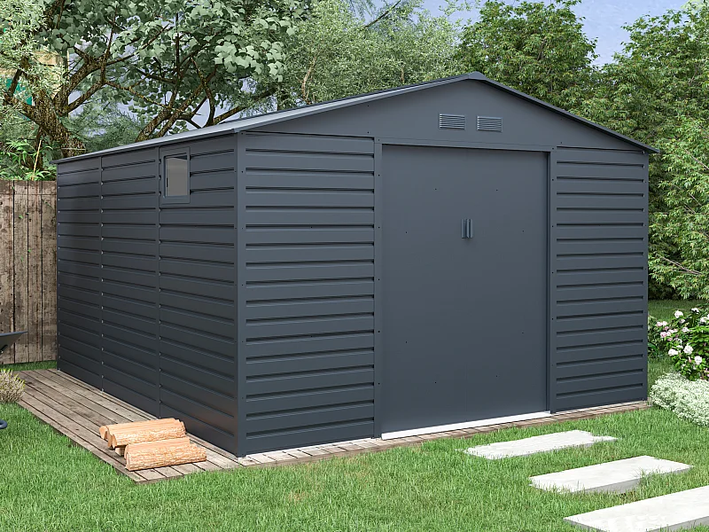 Gartenhaus - verzinkter Stahl - Anthrazit - 13,12 m² - ADELMO