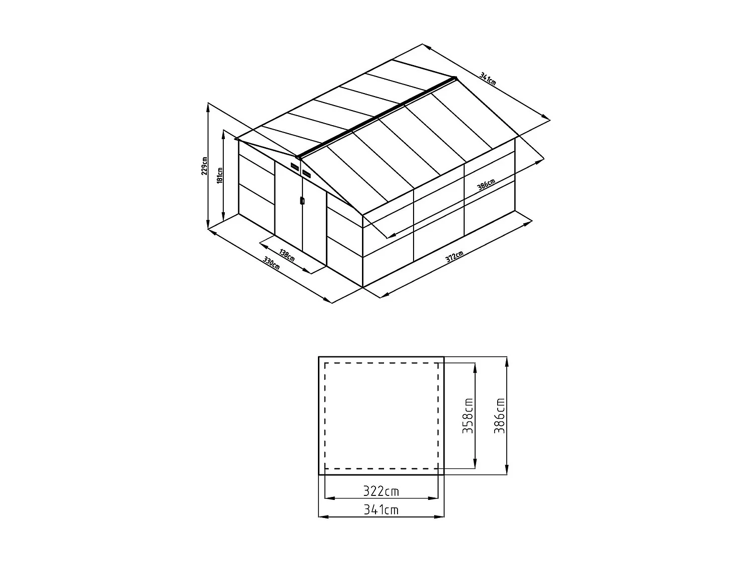 Abri de jardin métal en acier galvanisé - Anthracite - 13,12 m² - ADELMO