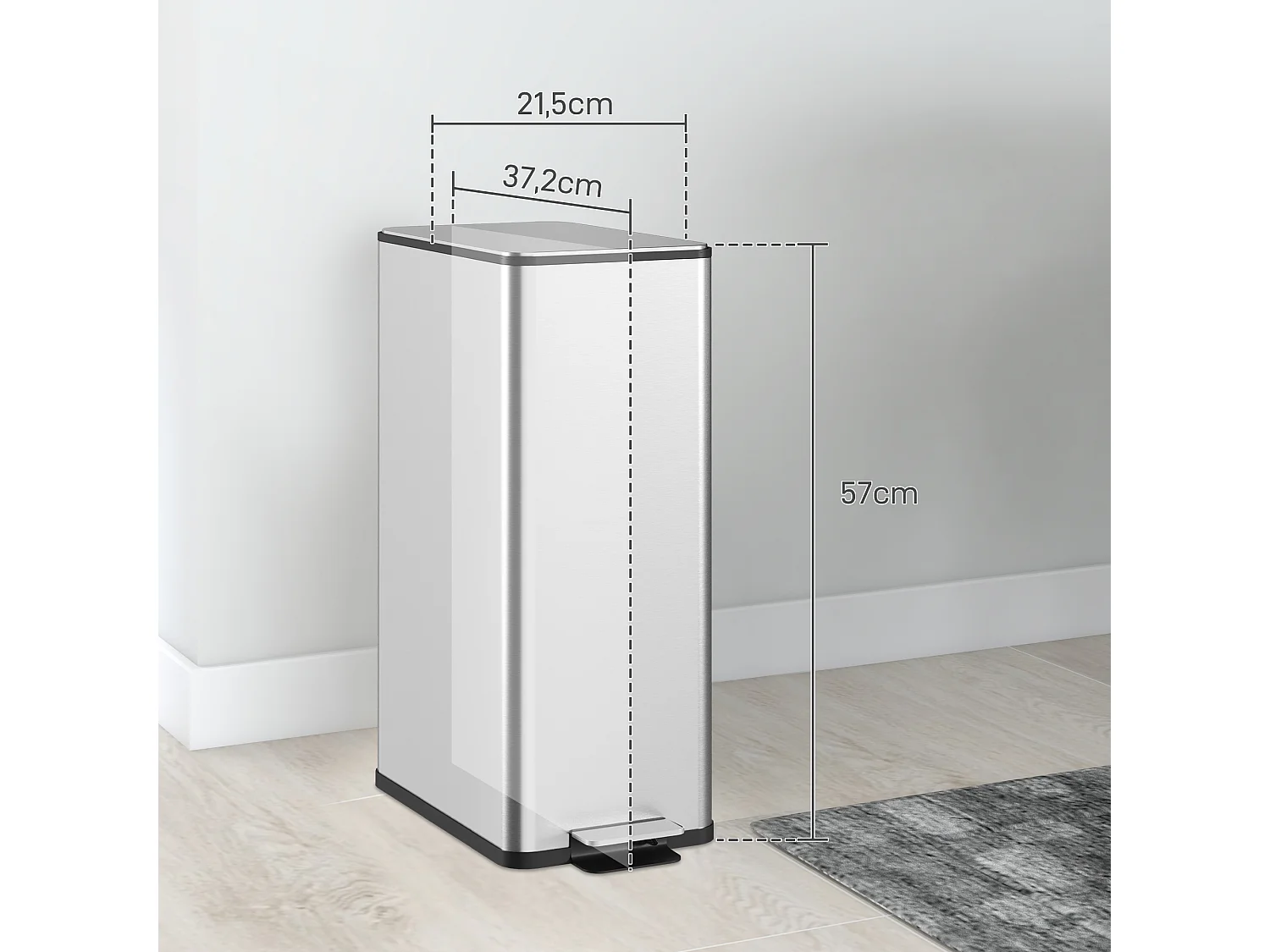 Poubelle de cuisine 20L - poubelle à pédale compartiment seau amovible - acier inox.