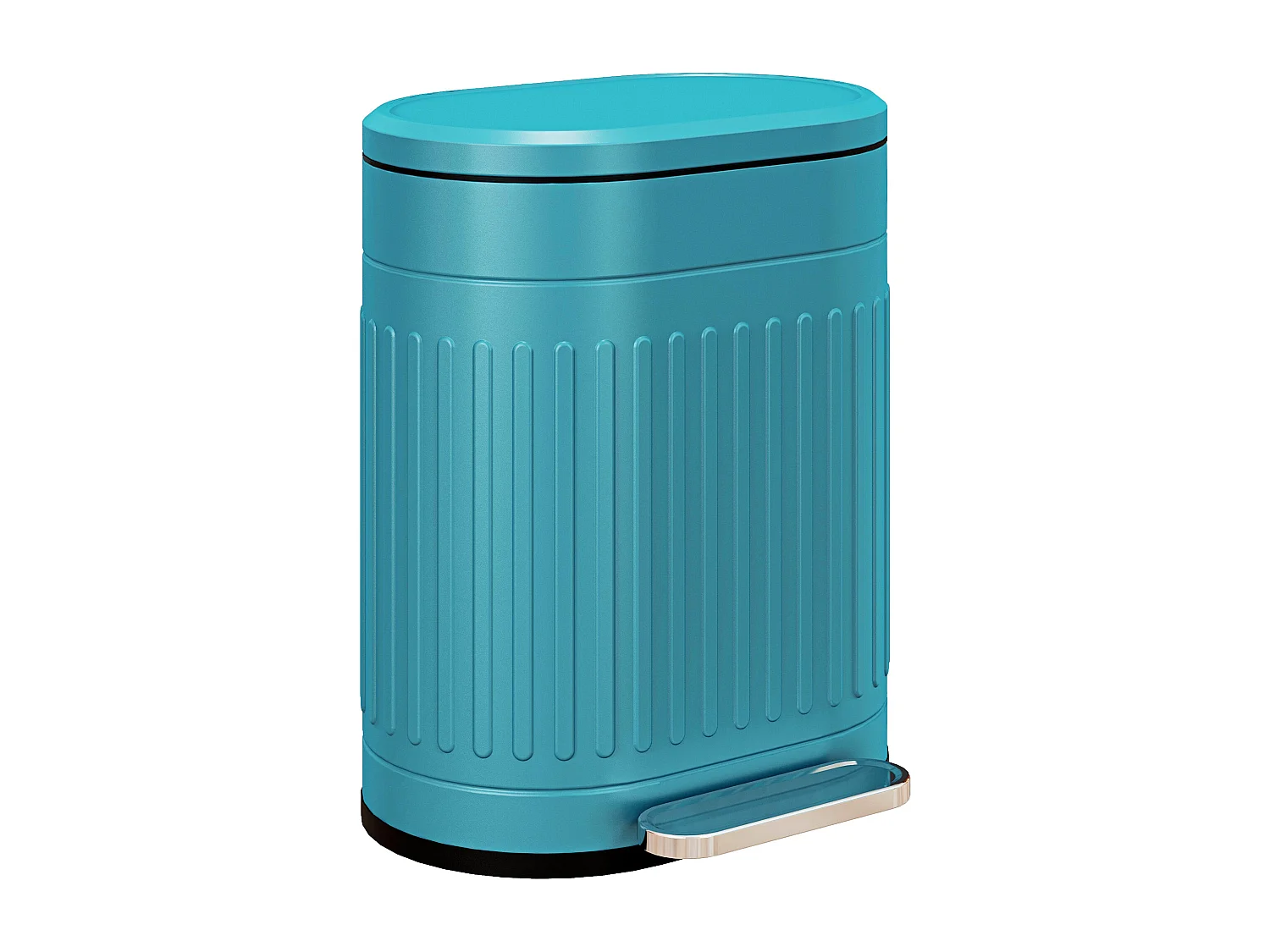 Poubelle à pédale, 20L, ovale, en métal avec couvercle, anti-traces de doigts, seau intérieur amovible, 36,5 x 31,2 x 45 cm, bleu