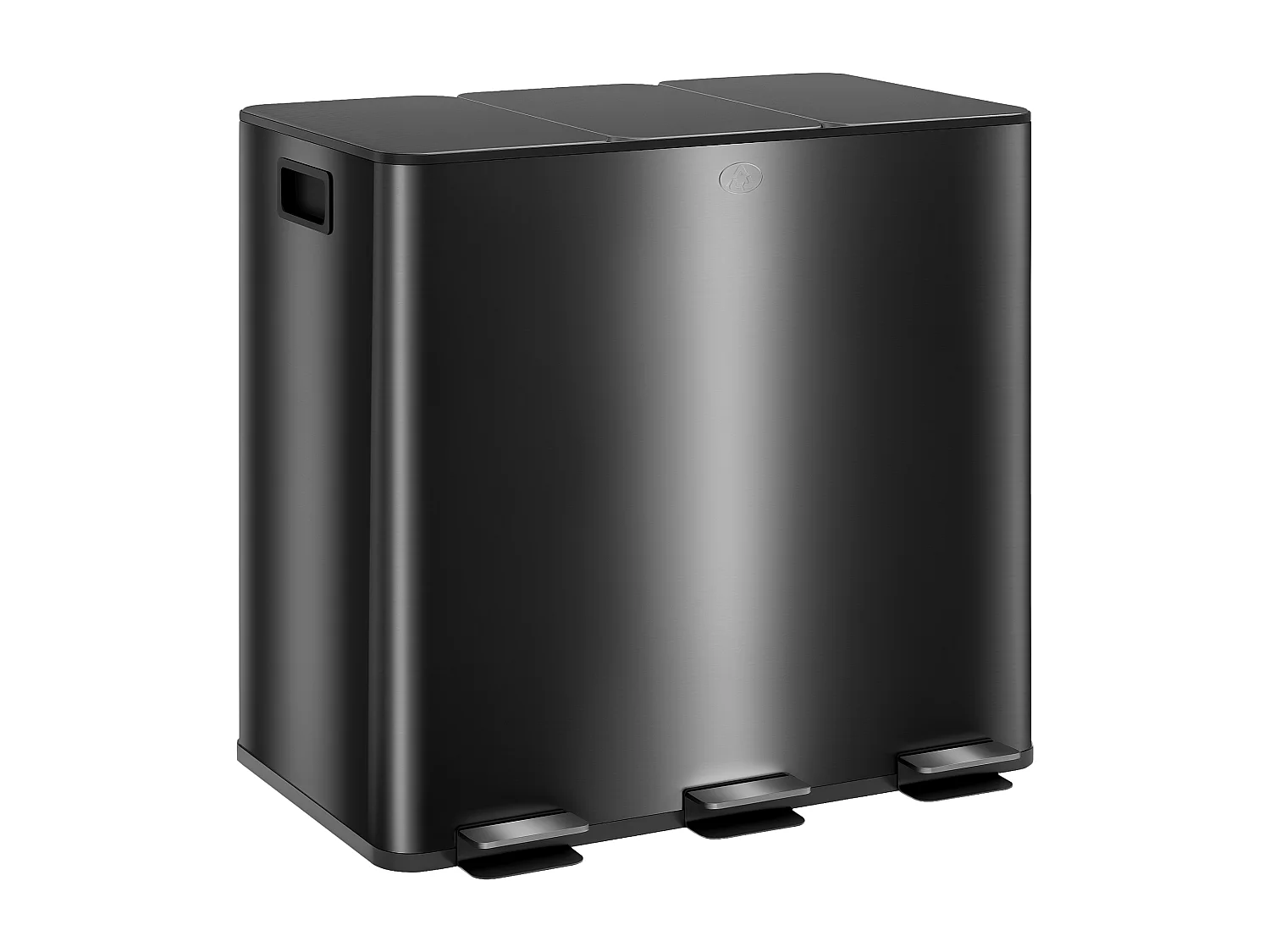 Poubelle manuelle tri selectif 3 bacs capacité totale 45L acier inox. brossé