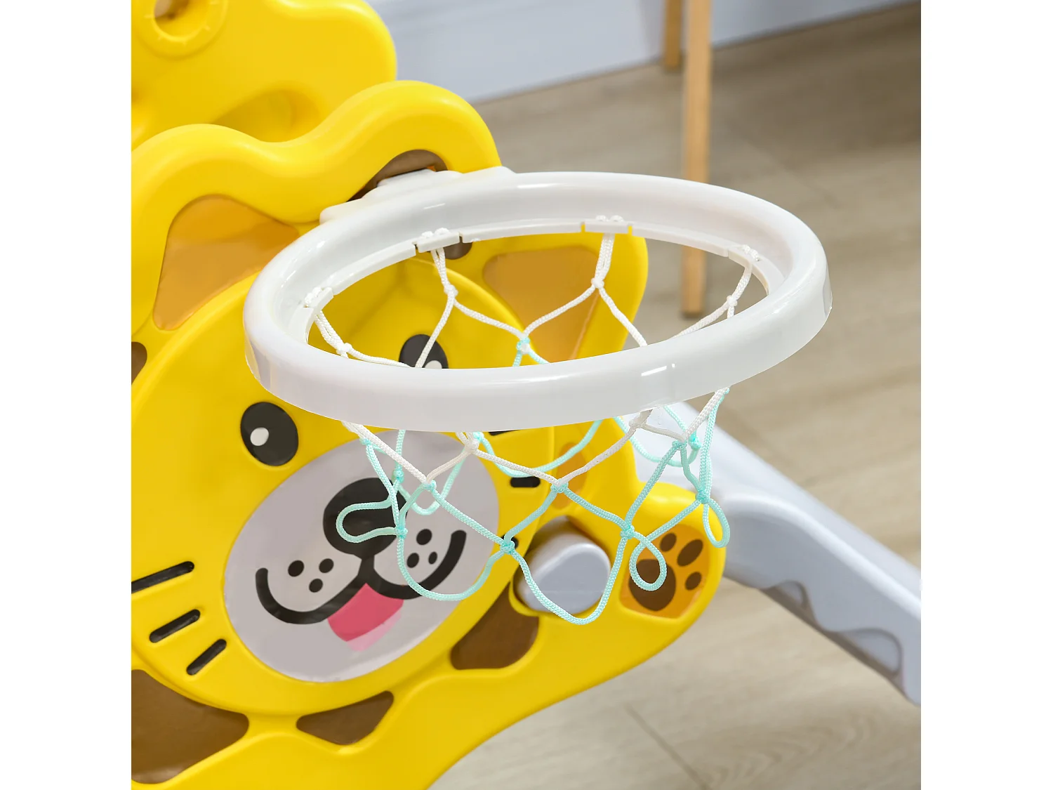Toboggan enfant 18-36 mois - panier basket, ballon, pompe inclus - HDPE jaune gris