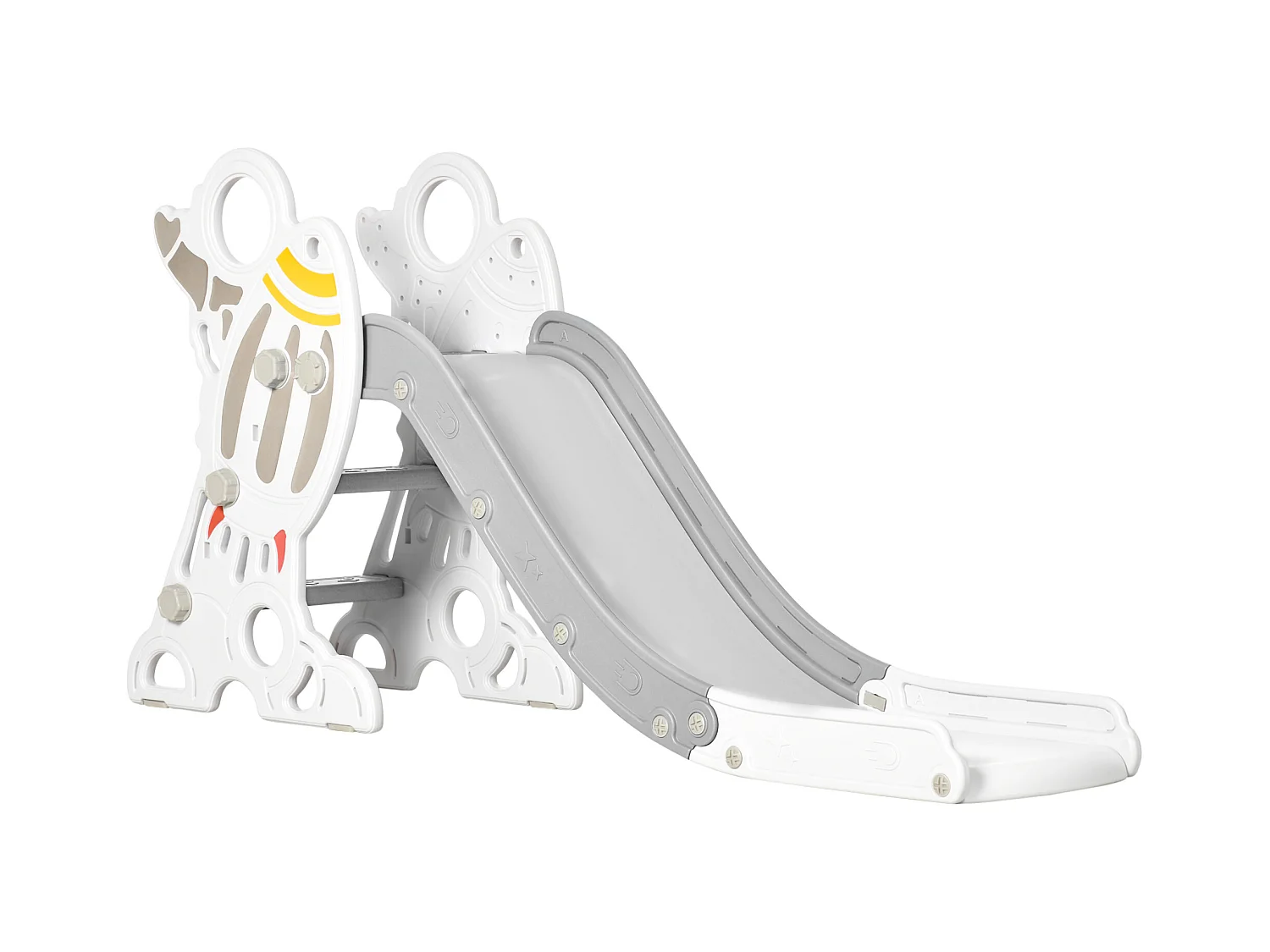 Toboggan enfant 18-36 mois design fusée - usage intérieur - dim. 157L x 46,5l x 80H cm - PE gris blanc