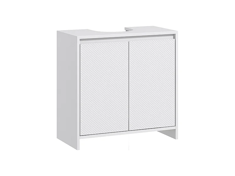 Meuble sous vasque design contemporain 2 portes étagère dim. 60L x 30l x 60H cm blanc