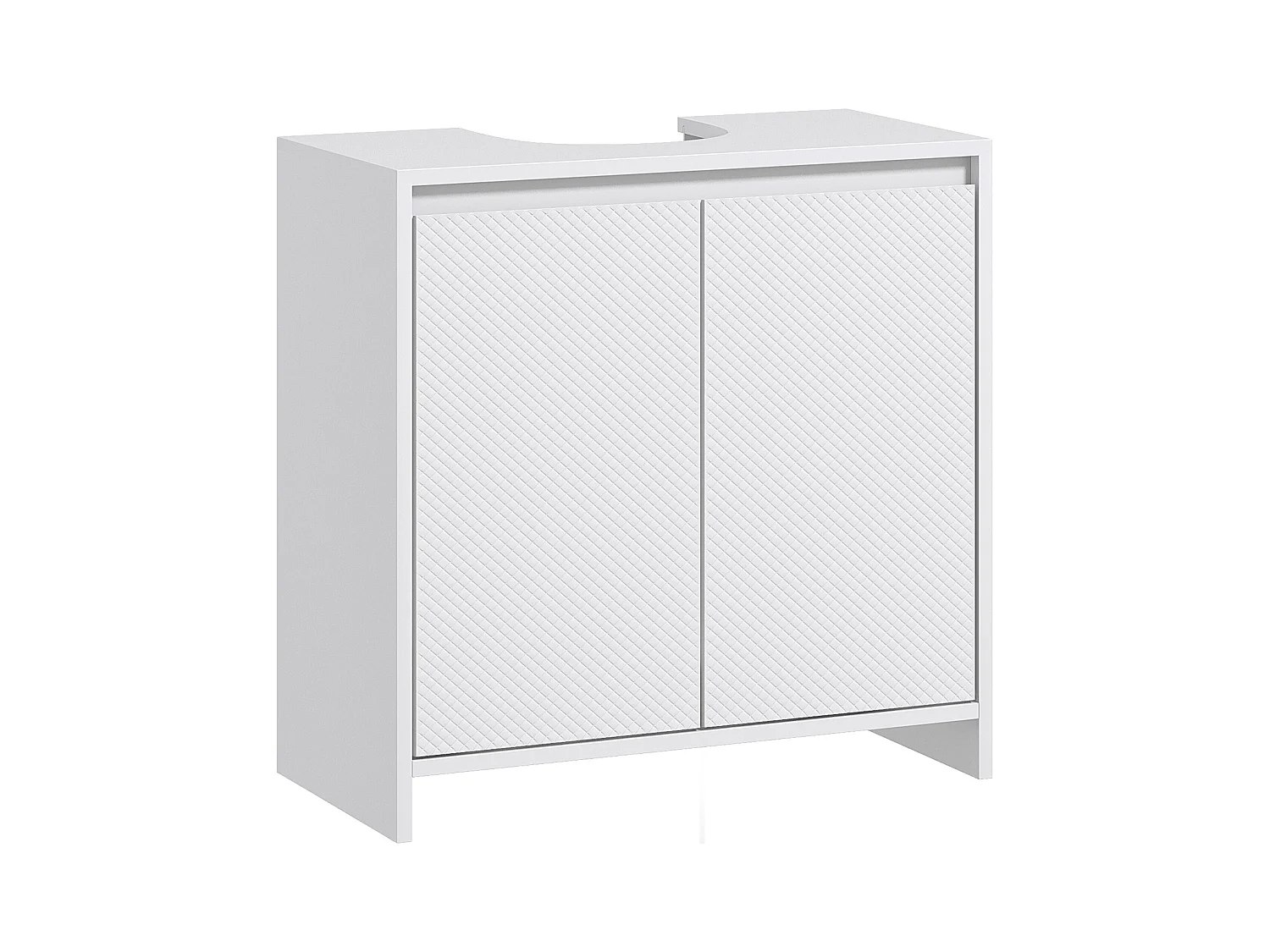 Meuble sous vasque design contemporain 2 portes étagère dim. 60L x 30l x 60H cm blanc