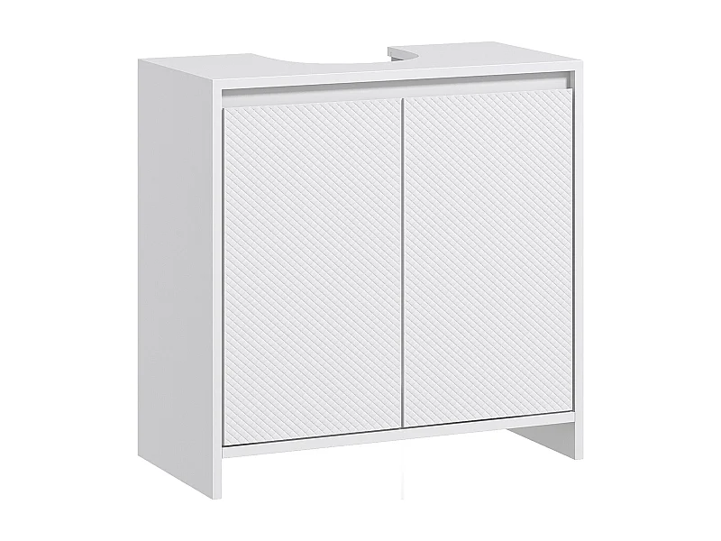 Meuble sous vasque design contemporain 2 portes étagère dim. 60L x 30l x 60H cm blanc