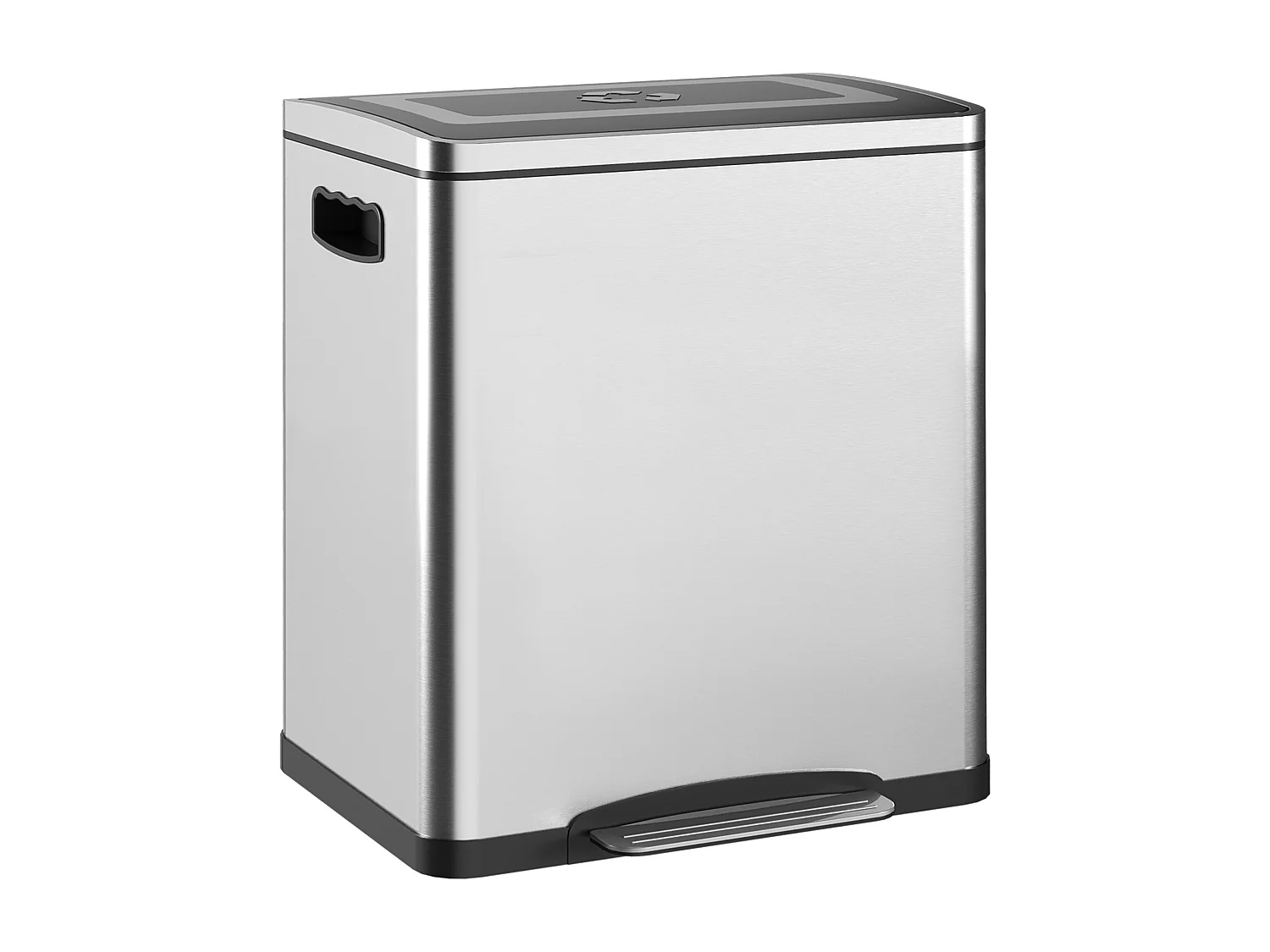 Poubelle de cuisine 2 x 15L - poubelle à pédale 2 compartiments seaux amovibles - acier inox. brossé