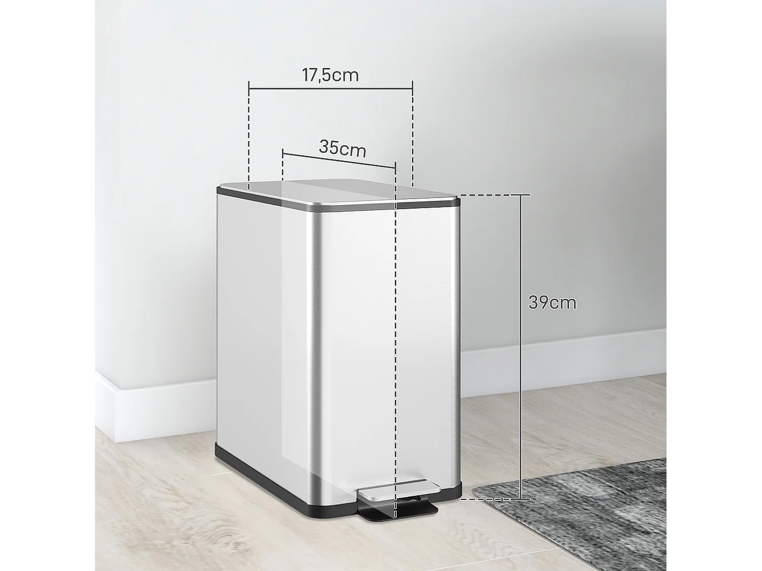 Poubelle de cuisine 10L - poubelle à pédale compartiment seau amovible - acier inox.